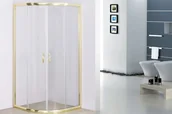 Kabiny prysznicowe - Metal-Hurt Kabina prysznicowa złota półokrągła Sea-Horse Stylio 80x80x190 - szkło przezroczyste BK501TZ+ - miniaturka - grafika 1