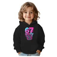 Bluzy dla dziewczynek - BLUZA DZIECIĘCA Z KAPTUREM 67 SIX SEVEN KOSZYKÓWKA 110-116 PREZENT - miniaturka - grafika 1