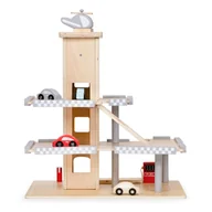 Łamigłówki - Duży drewniany tor garaż parking z windą + autka ECOTOYS - miniaturka - grafika 1