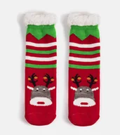 Botki damskie - Czerwone ocieplane skarpety z Reniferem Challi-39-42 - miniaturka - grafika 1