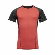 Koszulki sportowe męskie - Męska koszulka Devold Running Merino 130 T-Shirt Man Rozmiar: XL / Kolor: czerwony/czarny - miniaturka - grafika 1