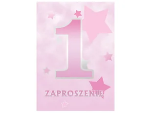 Zaproszenia na roczek Gwiazdki różowe - 6 szt. - Kartki okolicznościowe i zaproszenia - miniaturka - grafika 1