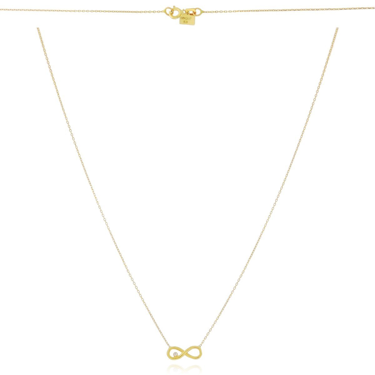 Złoty naszyjnik z nieskończonością z jedną cyrkonią pr. 585