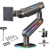 Uchwyty do monitorów - F6-G Podświetlenie RGB Gamingowy mocny uchwyt biurkowy do dużych monitorów 32-60 cali - miniaturka - grafika 1