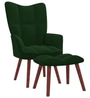 Fotele - Ciemnozielony Fotel Welurowy Z Podnóżkiem N8-R13 - miniaturka - grafika 1
