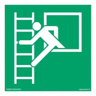 Systemy ekspozycyjne i znaki informacyjne - AE016 OKNO EWAKUACYJNE Z DRABINĄ EWAKUACYJNĄ, TS - PŁYTA TD FOTOLUMINESCENCYJNA; (350X350MM) - miniaturka - grafika 1