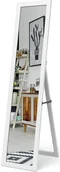 Lustra - COSTWAY 2 W 1 lustro pełnowymiarowe, lustro stojące z drewnianą ramą, lustro do garderoby 37 x 155 cm, lustro do sypialni, salonu i przedpokoju białe - miniaturka - grafika 1