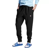 Spodenki męskie - Champion Spodnie dresowe z odwróconym splotem z kieszeniami, męskie spodnie wypoczynkowe, joggery, 77,5 cm, Czarne logo C, L - miniaturka - grafika 1