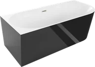 Wanny - Mexen Mia wanna wolnostojąca narożna lewa 160 x 75 cm, biała/czarna, przelew nikiel szczotkowany - 52691607575L-97 - miniaturka - grafika 1