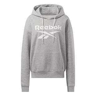 Reebok Damska bluza z kapturem z dużym logo, średni szary wrzosowy, L, Średni szary wrzos, L - Bluzy damskie - miniaturka - grafika 1
