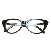 Dodatki do strojów karnawałowych - Okulary zerówki kocie oczy czarne - miniaturka - grafika 1