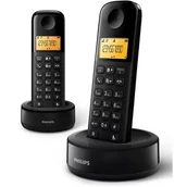 Telefony stacjonarne - Zestaw telefonów PHILIPS D1602 Czarny - miniaturka - grafika 1