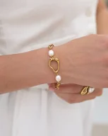 Bransoletki - Złota bransoletka z perłami i nieregularnym ogniwem Paraiso Solenya - miniaturka - grafika 1