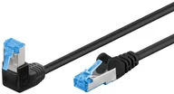 Pozostałe akcesoria sieciowe - GOOBAY Patchcord S/FTP Kat. 6A Prosty / Kątowy 90° Czarny 10m - miniaturka - grafika 1