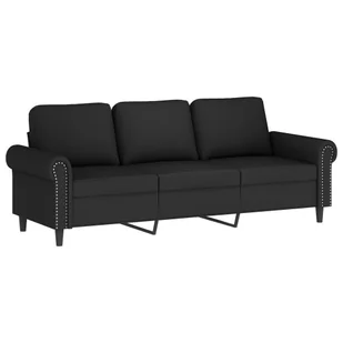 Sofa 3-osobowa, czarny, 180 cm, tapicerowana aksamitem Lumarko! - Sofy i kanapy - miniaturka - grafika 3
