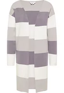 Swetry damskie - RISA Otwarty dzianinowy kardigan damski 25825338, jasnoszary wielobarwny, XL-XXL - miniaturka - grafika 1