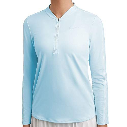 Nike damska koszulka z długim rękawem W Nkct Dry Top Long Sleeve Hz niebieski Blau (Topaz Mist/White) M