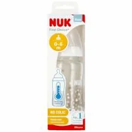 Butelki dla niemowląt - Nuk Butelka szklana z wskaźnikiem temp. 0-6m First Choice 10745121 240 ml - miniaturka - grafika 1