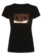 Koszulki i topy damskie - Armani Exchange T-shirt damski Kobiety Bawełna czarny nadruk, XS - miniaturka - grafika 1