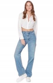 TRENDYOL JEANSY MOM JEANS ŚREDNI STAN NIEBIESKIE 100% BAWEŁNA 40 5AA