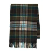 Apaszki i szaliki męskie - Wąski męski szal w kratę zielono - beżowy - miniaturka - grafika 1