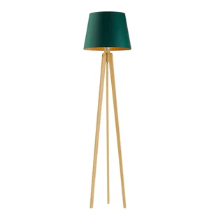 Drewniana lampa stojąca na trójnogu w stylu urban jungle CURACAO GOLD - Lampy stojące - miniaturka - grafika 1