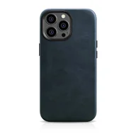 Etui i futerały do telefonów - iCarer Oil Wax Premium Leather Case skórzane etui iPhone 14 Pro Max magnetyczne z MagSafe ciemnoniebieski (WMI14220704-BU) - miniaturka - grafika 1