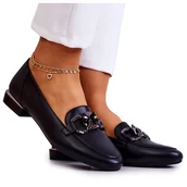 Mokasyny damskie - Damskie Mokasyny Sergio Leone MK739 Czarne - miniaturka - grafika 1