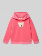 Bluzy dla dziewczynek - Bluza z kapturem z naszywką z logo - miniaturka - grafika 1