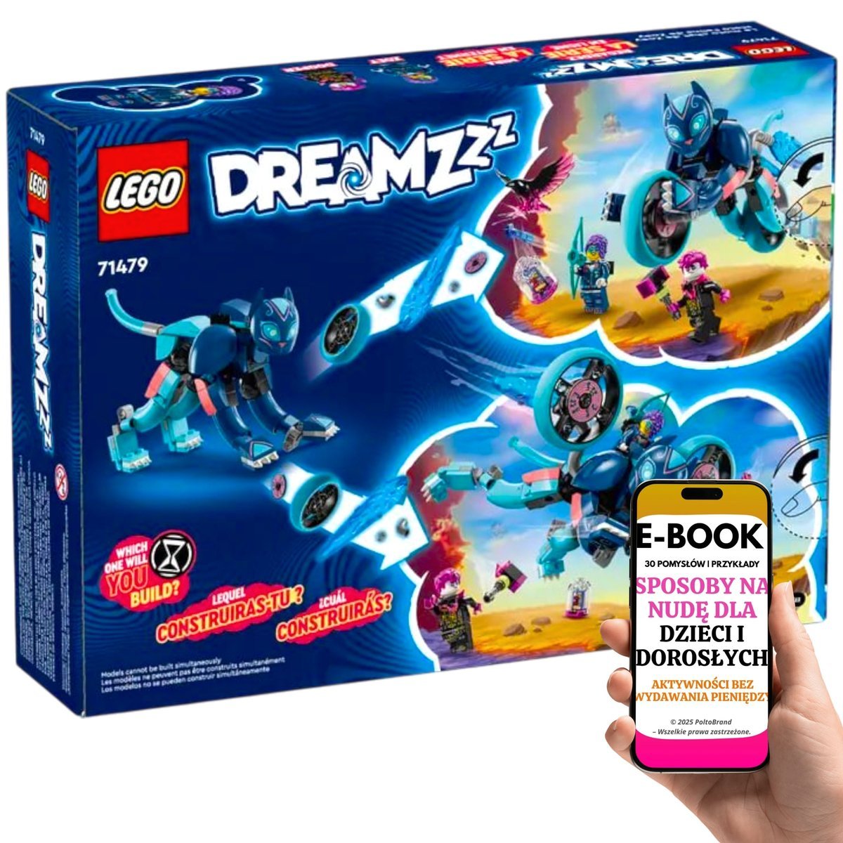 LEGO PREZENT URODZINOWY DLA CHŁOPCA DZIEWCZYNKI LEGO DREAMZzz Koci motocykl i turbo-kot w jednym zestawie • 2 w 1 Lego Na Święta + EBOOK-3