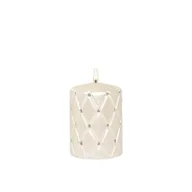 Świece - Świeca pieńkowa 10 x 7 cm pikowana kratka metalik perłowa - miniaturka - grafika 1