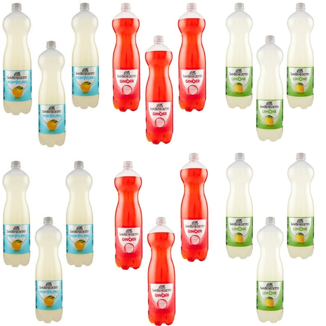 Lemoniada mix cytrynowa, imbirowa, pomelo 18 x 1,5l - San Benedetto