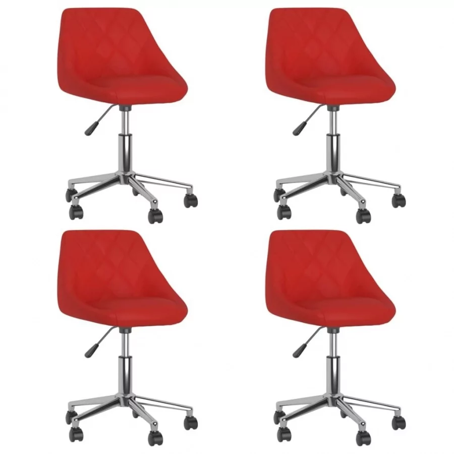 vidaXL Obrotowe krzesła stołowe 4 szt winna czerwień sztuczna skóra 3088953