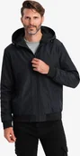 Kurtki męskie - Kurtka męska Ombre Lekka kurtka męska z siateczkową podszewką i kapturem czarna V4 OM-JANP-0149 XL - miniaturka - grafika 1