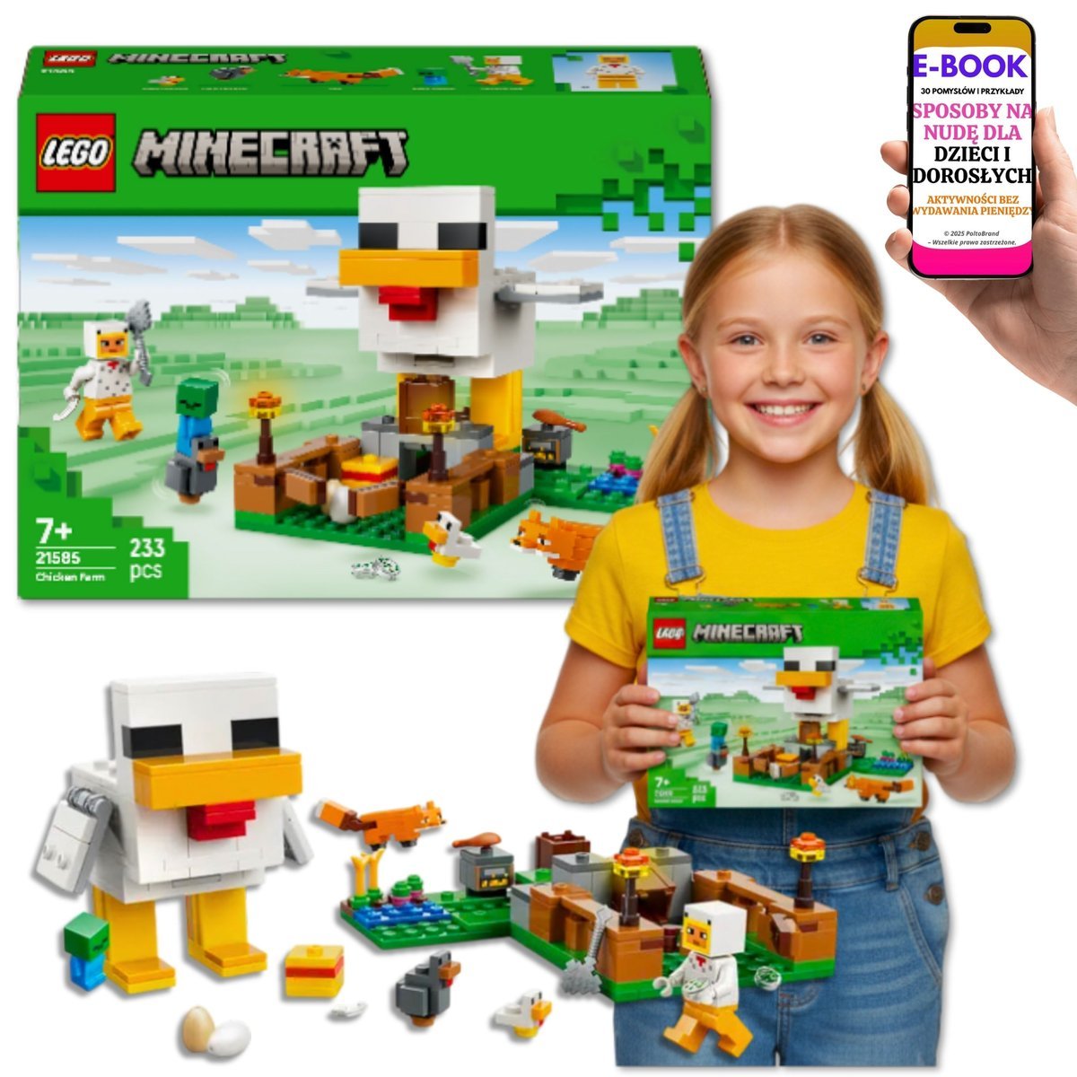 LEGO KLOCKI PREZENT Minecraft Farma kurczaków • lis • zombie • jajka 21585 prezent Lego Dla Chłopaka 7+ EBOOK-3