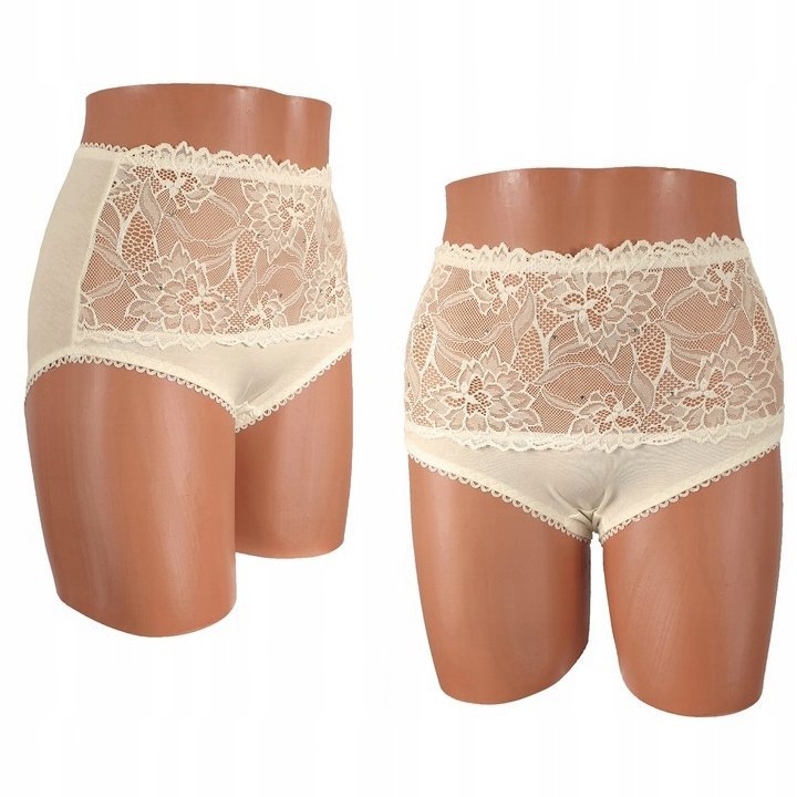 Majtki Figi Wyszczuplające Koronkowe Wysoki Stan Bawełniane Modelujące XL