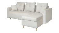 Narożniki - MARPUR narożnik rozkładany OTTO I 230x145 cm tapicerowany w kształcie litery L z funkcją spania, z podstawą łóżka i poduszkami, uniwersalny bok, mocna tkanina ELEMENT 17, beżowy - miniaturka - grafika 1