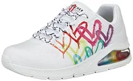 Sneakersy damskie - Skechers Sneakersy damskie Uno 2, Wht Duraleather wielokolorowe wykończenie z nadrukiem serca, 38.5 EU - miniaturka - grafika 1