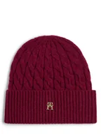 Czapki damskie - Tommy Hilfiger Czapka damska z zawartością wełny Kobiety Wełna czerwony jednolity, ONE SIZE - miniaturka - grafika 1