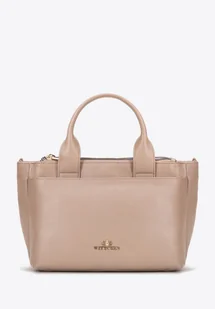 Damski kuferek z naturalnej skóry z odpinanym paskiem beżowy - Torebki damskie Damski kuferek z naturalnej skóry z odpinanym paskiem beżowy - Torebki damskie - miniaturka - grafika 1