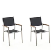 Fotele i krzesła ogrodowe - Beliani Zestaw do ogrodu 2 krzesła czarne stal szlachetna GROSSETO - miniaturka - grafika 1
