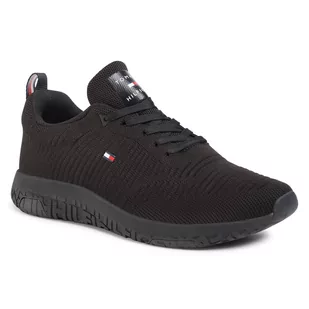 Sneakersy TOMMY HILFIGER - Corporate Knit Rib Runner FM0FM02838 Black BDS - Baleriny - miniaturka - grafika 1