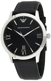 Emporio Armani Męski analogowy zegarek kwarcowy pasek Men's Standard Czarny - Paski - miniaturka - grafika 1