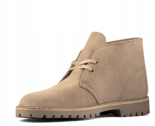CLARKS TRZEWIKI MĘSKIE ZAMSZOWE BEŻOWE Z PODESZWĄ BRĄZOWĄ 42,5 1J8A