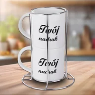 Kubki - Zestaw 2 kubków z Twoim nadrukiem w metalowym stojaku - miniaturka - grafika 1