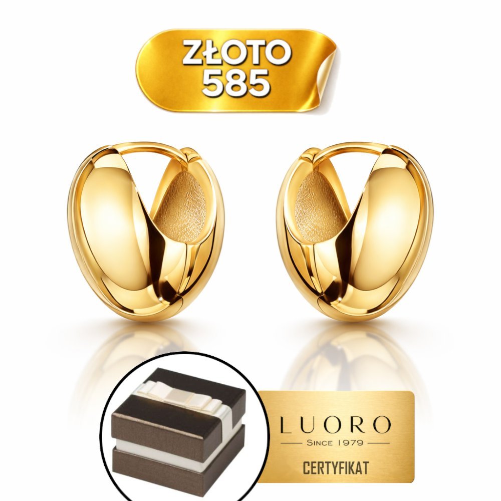 KOLCZYKI ZŁOTE 585 14K KULE GŁADKIE 13 MM ZAPIĘCIE ANGIELSKIE ELEGANCKIE