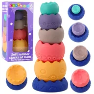 Zabawki interaktywne dla dzieci - Zestaw Edukacyjny Miękkie Jajka Piłki Z Cyframi Sensoryczne Wieża 6 szt. - miniaturka - grafika 1