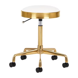 Taboret kosmetyczny H7 złoty biały - Krzesła i taborety kosmetyczne - miniaturka - grafika 1