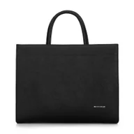 Torebki damskie - Damska shopperka ze skóry saffiano czarno - srebrna - miniaturka - grafika 1