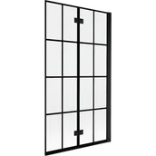 Parawany nawannowe - Mexen Mist parawan nawannowy 2-skrzydłowy prawy 100 x 150 cm, czarna kratka, czarny - 8A9-100-002-70-77-P - miniaturka - grafika 1